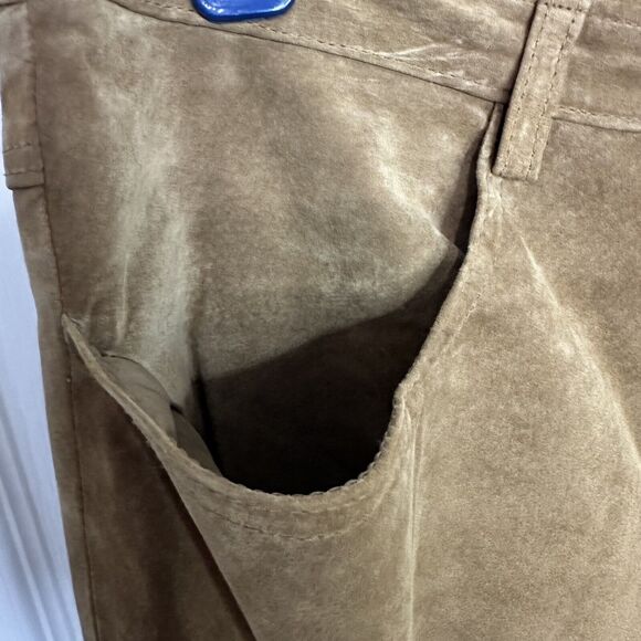 Y2k Leather Suede Pants Size 16 Lined Straight Leg High Rise Pockets Vintage - Picture 3 of 13